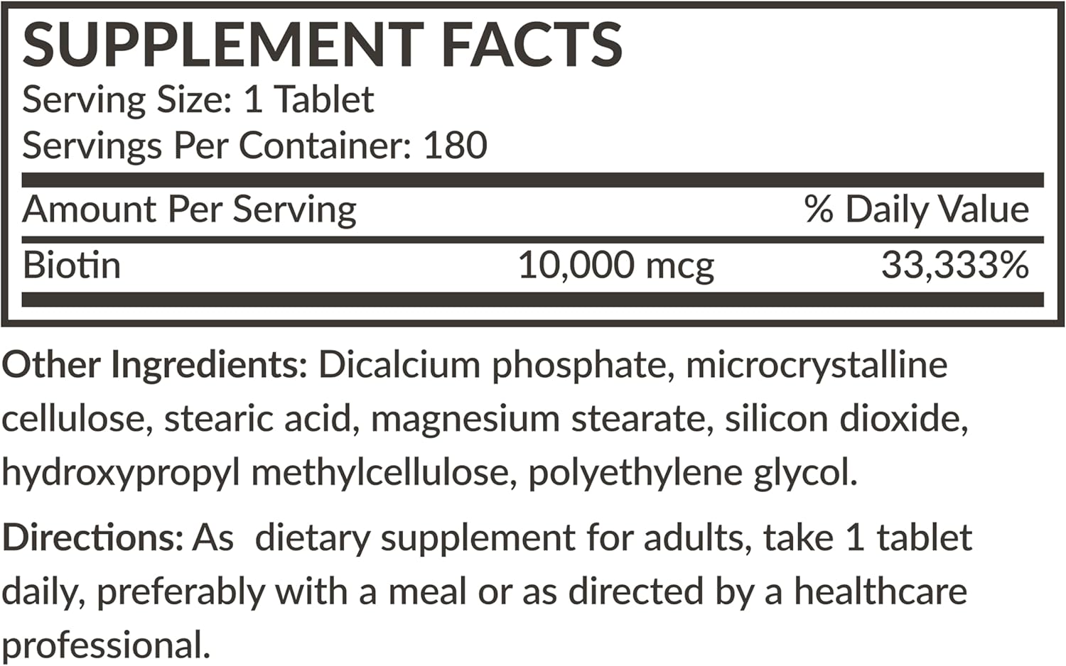 High Potency Futurebiotics Biotin 10,000 MCG Tablets for Healthy Hair, Skin & Nails, Energy - Non-GMO, 180 Veg Tablets
