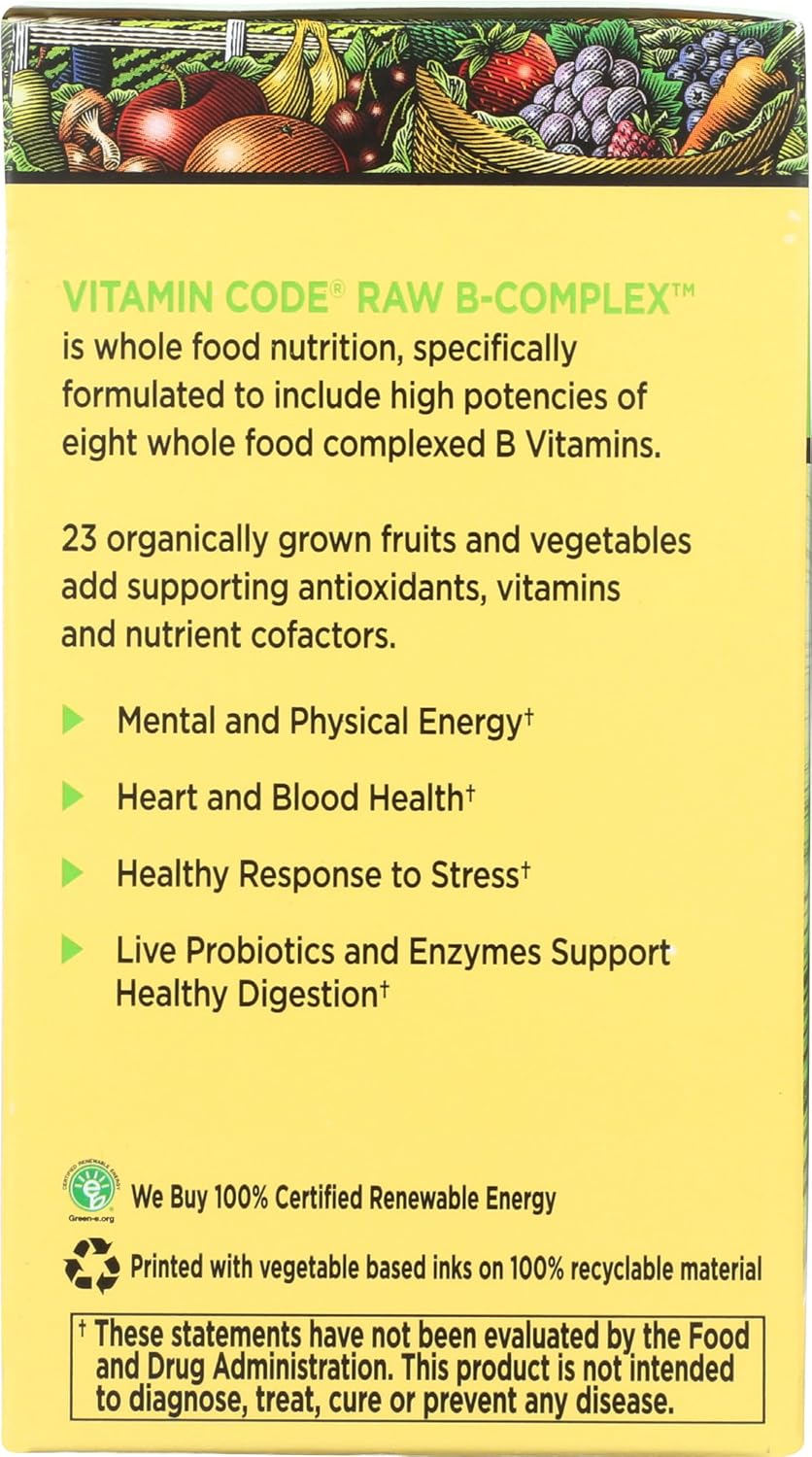 High Potency Garden of Life Raw B Complex - 60 Vegan Capsules with B Vitamins for Energy & Metabolism - Includes B2 Riboflavin, B1, B3, B6, Folate, B12, Biotin, Probiotics