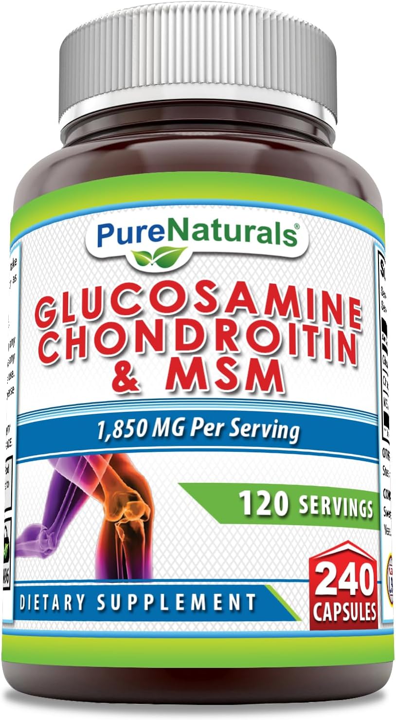 High Potency Glucosamine Chondroitin MSM Capsules | 1850mg | 240 Count | Non-GMO | Gluten-Free | USA-Made