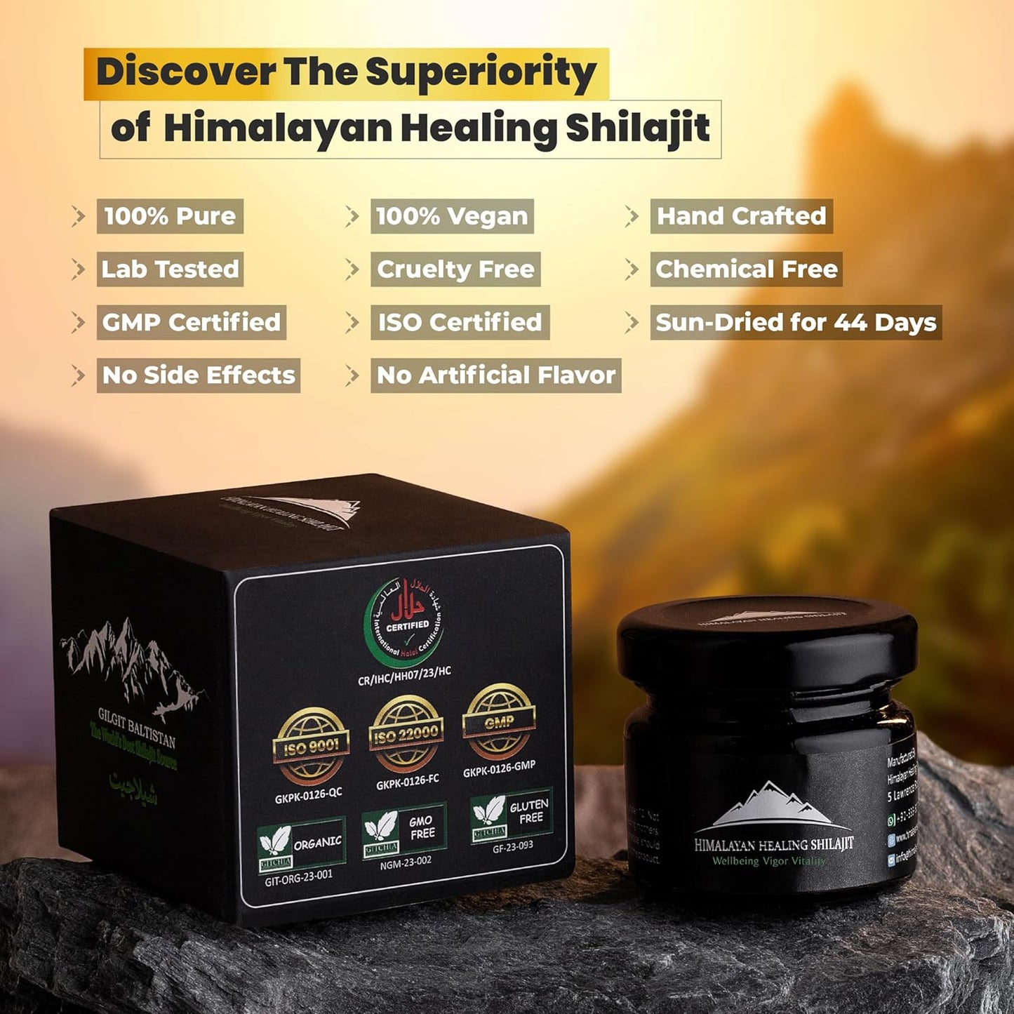 High Potency Gold Grade Himalayan Shilajit Resin for Men & Women | Authentic 50gm Pure Shilajit with Fulvic Acid +85 Trace Minerals | Optimal Health Support
