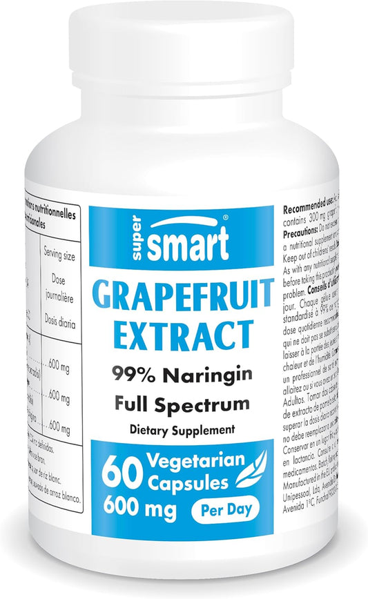 High Potency Grapefruit Extract Supplement - 600mg per Day (99% Naringin) - 60 Capsules, Non-GMO & Gluten Free