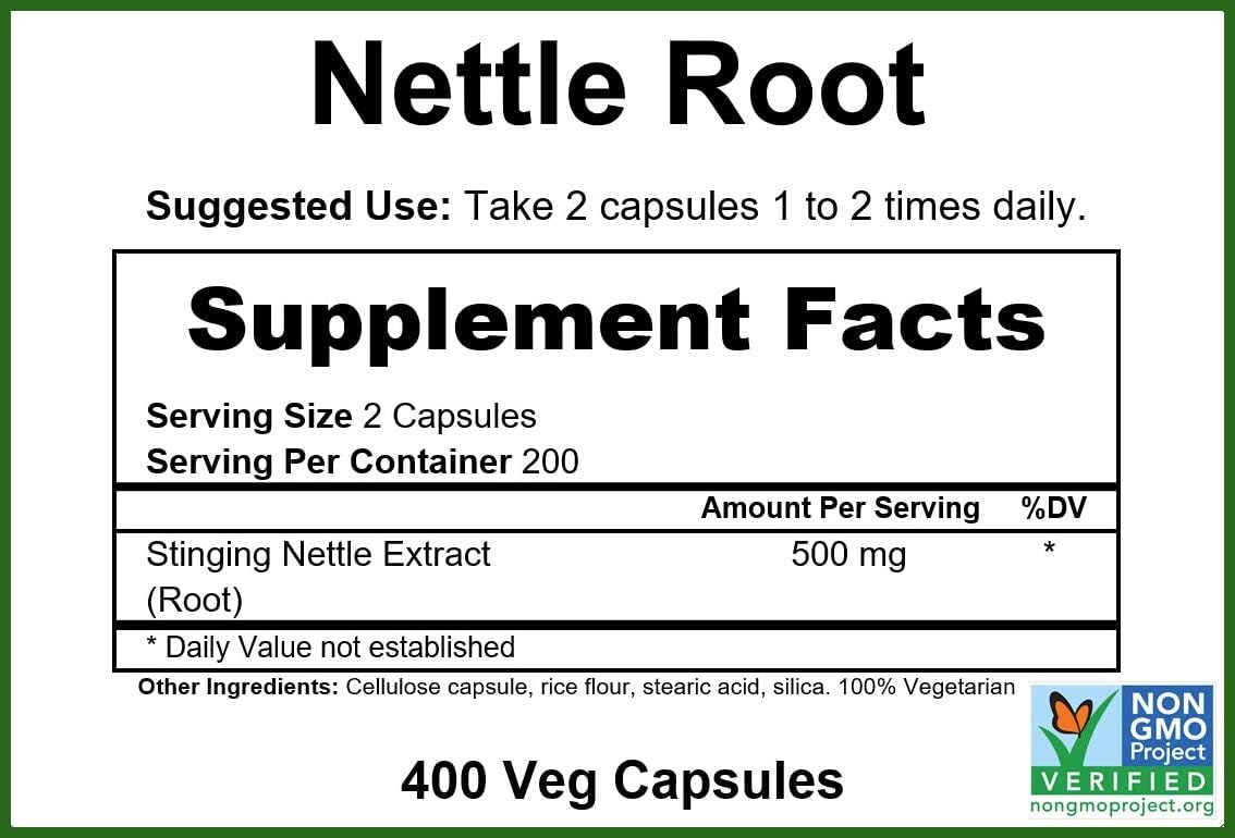 High-Potency GreenPacks Stinging Nettle Root Extract Supplement - 400 Capsules