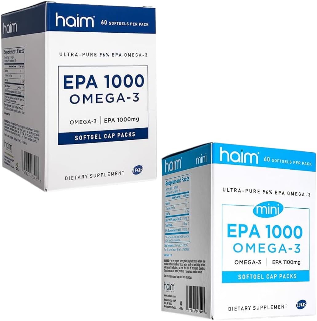 High Potency HAIM EPA 1000 Omega-3 Softgels - Mini Size for Easy Consumption