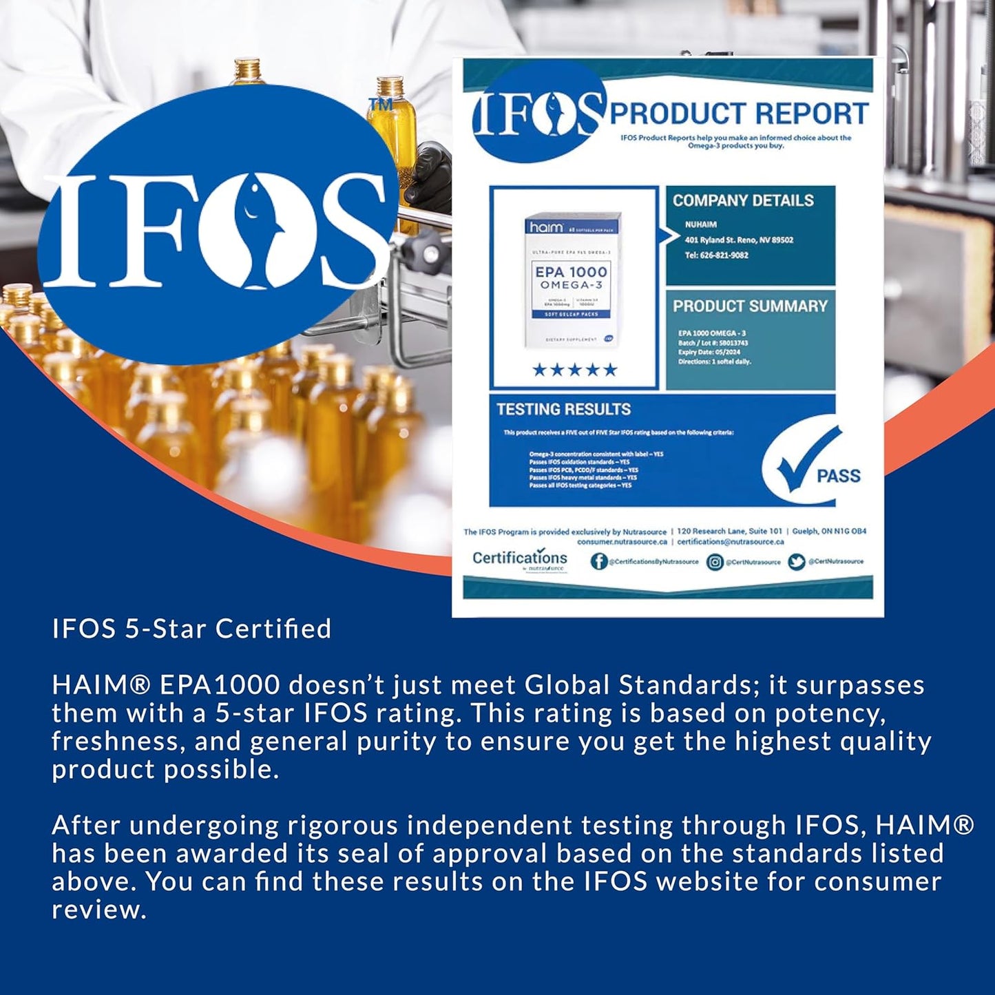 High Potency HAIM EPA 1000 Omega-3 Softgels - Mini Size for Easy Consumption