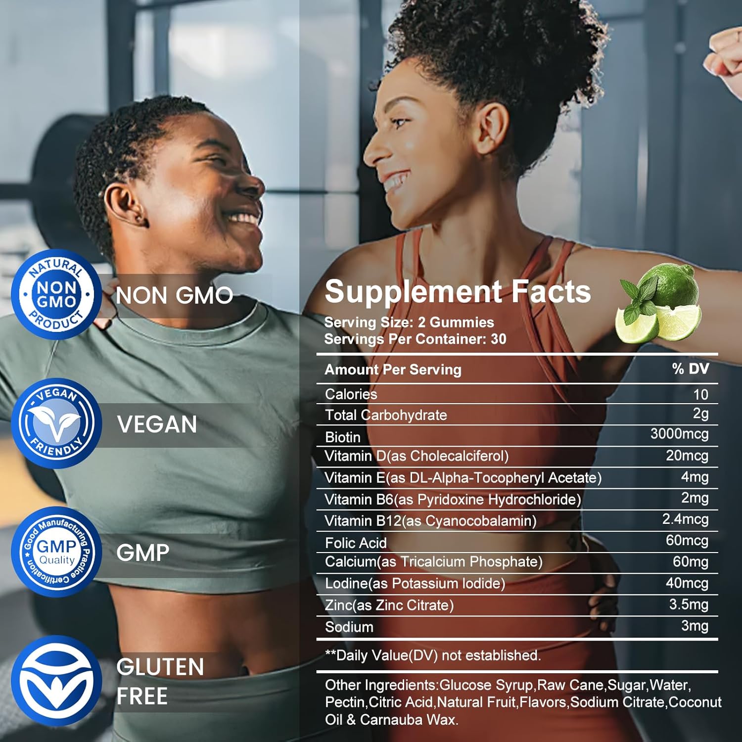 High Potency Hair, Skin, and Nails Gummies 2-Pack with Vitamins D, E, B12, Biotin for Growth and Strength in Women, Men, and Kids