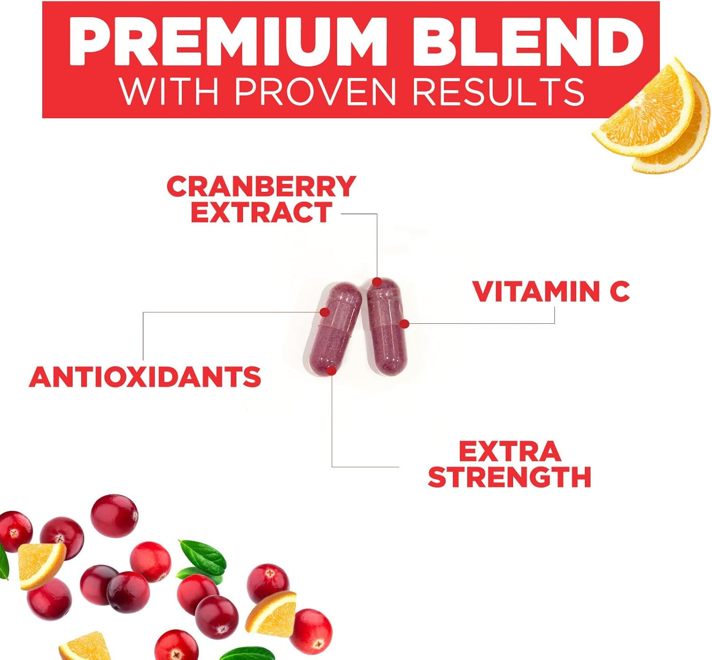 High Potency Health Nutrition Naturals Cranberry Pills with 50:1 Concentrate Extract & Vitamin C - 25,000mg Formula for Urinary Tract Support - Non-GMO & Gluten-Free - 60 Capsules for Women & Men