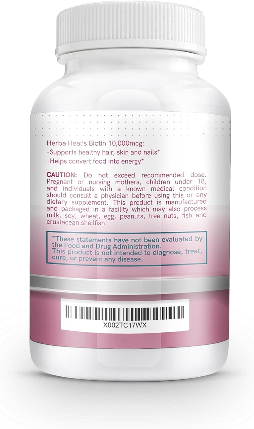 High Potency HERBA HEAL Biotin 10,000MCG Capsules for Hair Growth - Vitamin B7 Pills for Healthy Skin, Nails, and Hair Transplant - Men and Women's Supplement