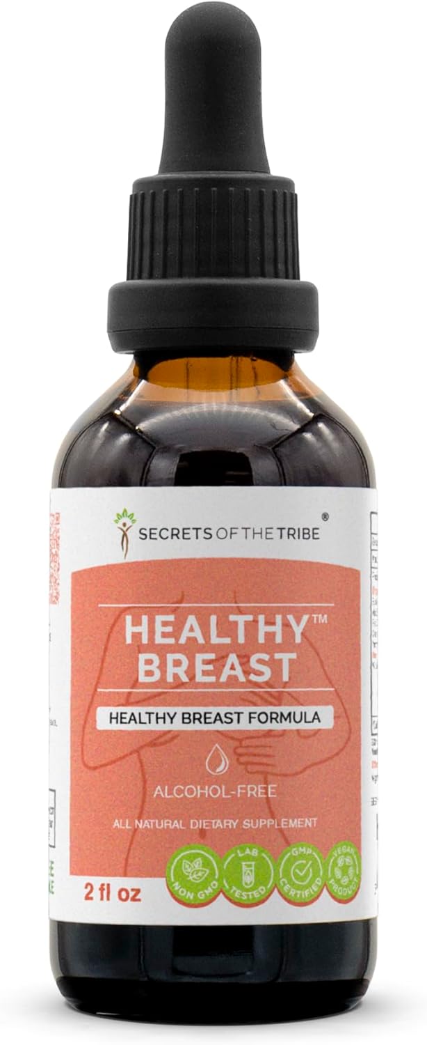 High-Potency Herbal Drops for Breast Health - Alcohol-Free Tincture with Burdock, Vitex, Wild Yam, Red Clover, Chamomile, Yarrow - 2 oz Formula