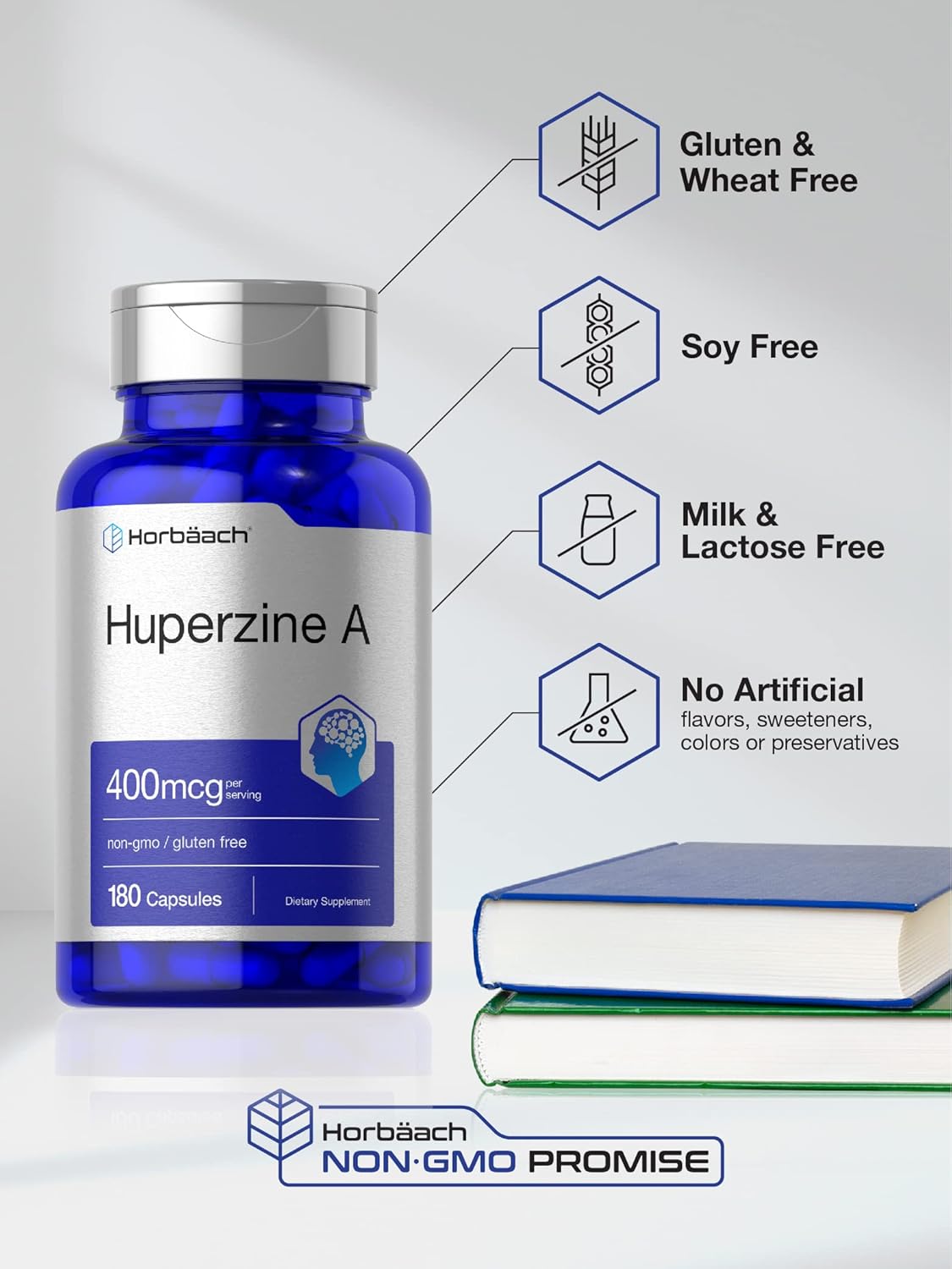 High Potency Huperzine A 400mcg Capsules - 180 Count | Non-GMO & Gluten Free Formula