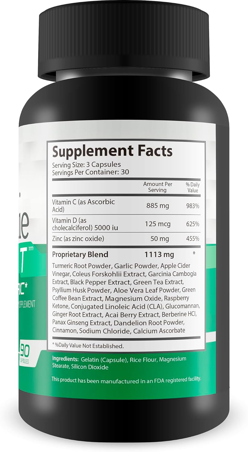 High Potency Immune Support Supplement with Vitamin C, D, Zinc, Magnesium, and Turmeric - Happy Health Marketplace's Best Immune Booster CDZ + T - Nature's Vitamin D Zinc C Formula