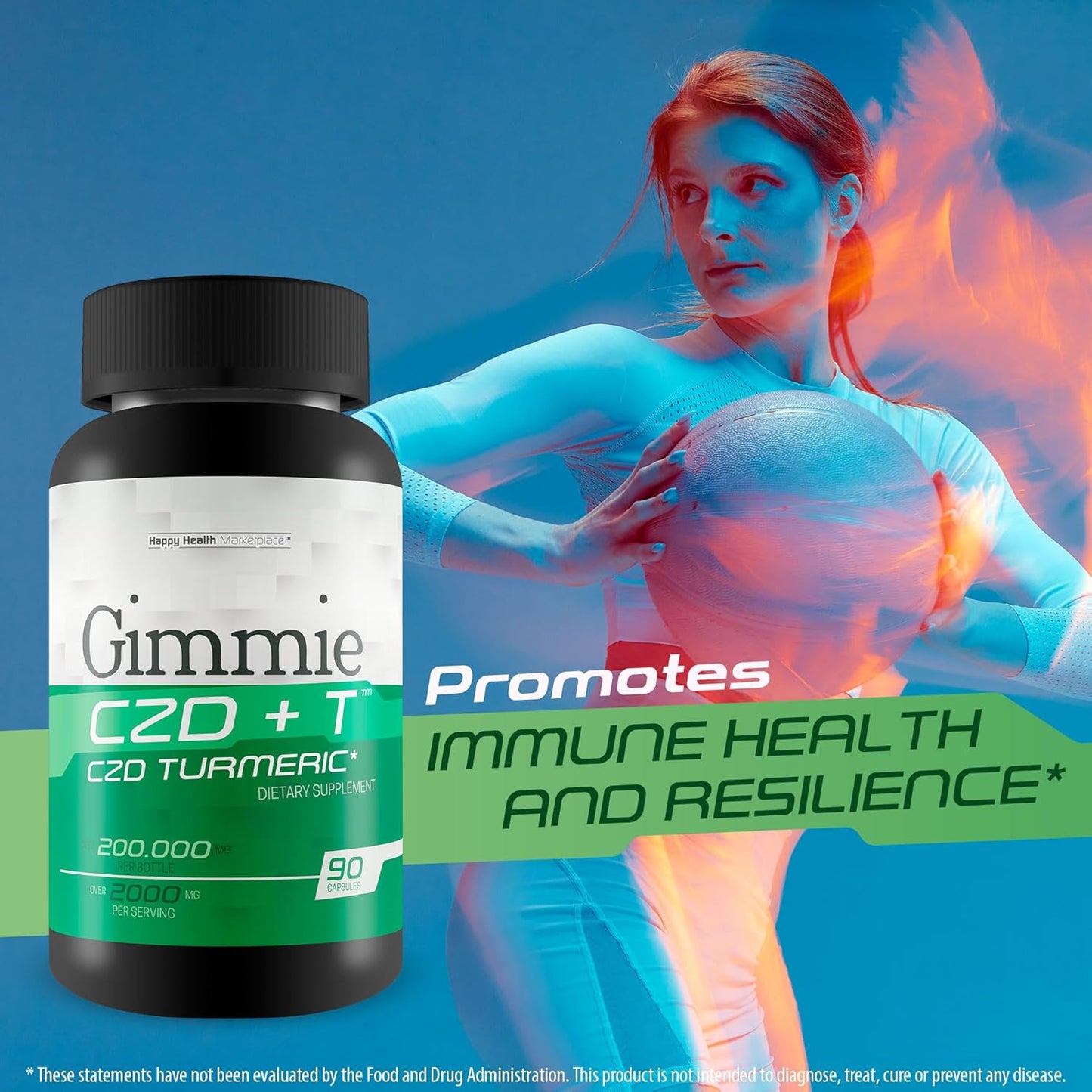 High Potency Immune Support Supplement with Vitamin C, D, Zinc, Magnesium, and Turmeric - Happy Health Marketplace's Best Immune Booster CDZ + T - Nature's Vitamin D Zinc C Formula