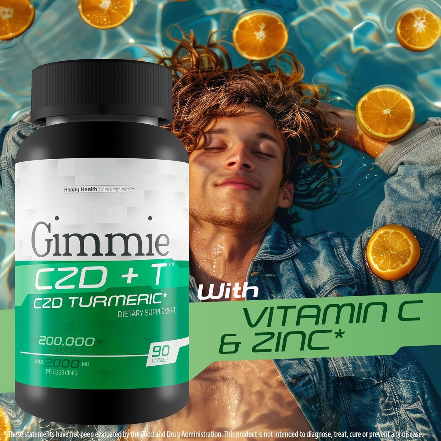 High Potency Immune Support Supplement with Vitamin C, D, Zinc, Magnesium, and Turmeric - Happy Health Marketplace's Best Immune Booster CDZ + T - Nature's Vitamin D Zinc C Formula