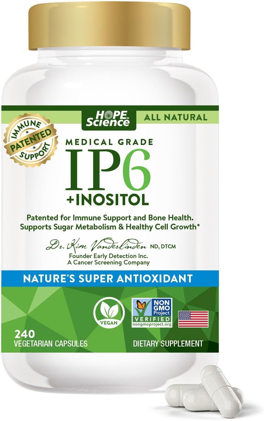 High Potency IP6 Inositol 1020MG - 240 Capsules - Natural & Non-GMO - Made in USA - Includes FREE Book 'Research on IP6' by Dr. Kim Vanderlinden