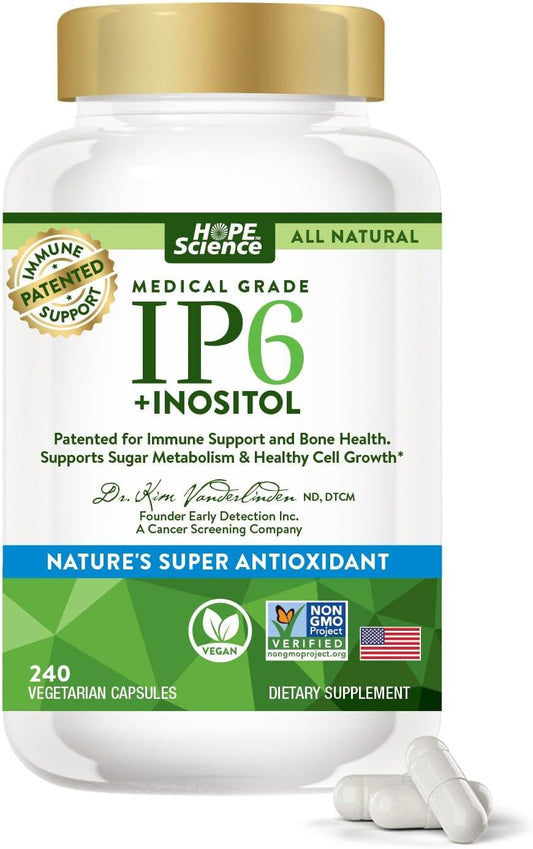 High Potency IP6 Inositol 1020MG - 240 Capsules - Natural & Non-GMO - Made in USA - Includes FREE Book 'Research on IP6' by Dr. Kim Vanderlinden
