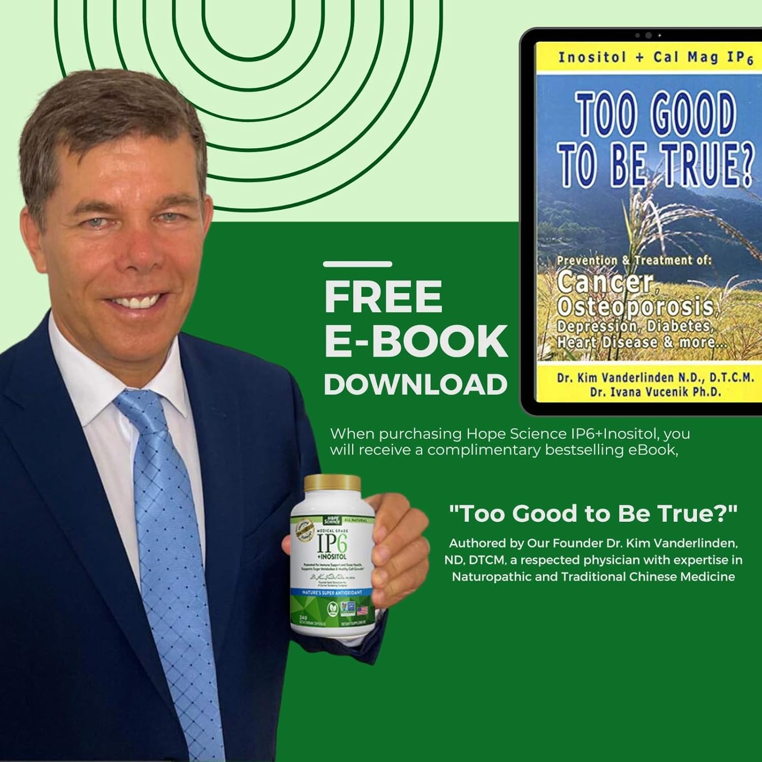 High Potency IP6 Inositol 1020MG - 240 Capsules - Natural & Non-GMO - Made in USA - Includes FREE Book 'Research on IP6' by Dr. Kim Vanderlinden