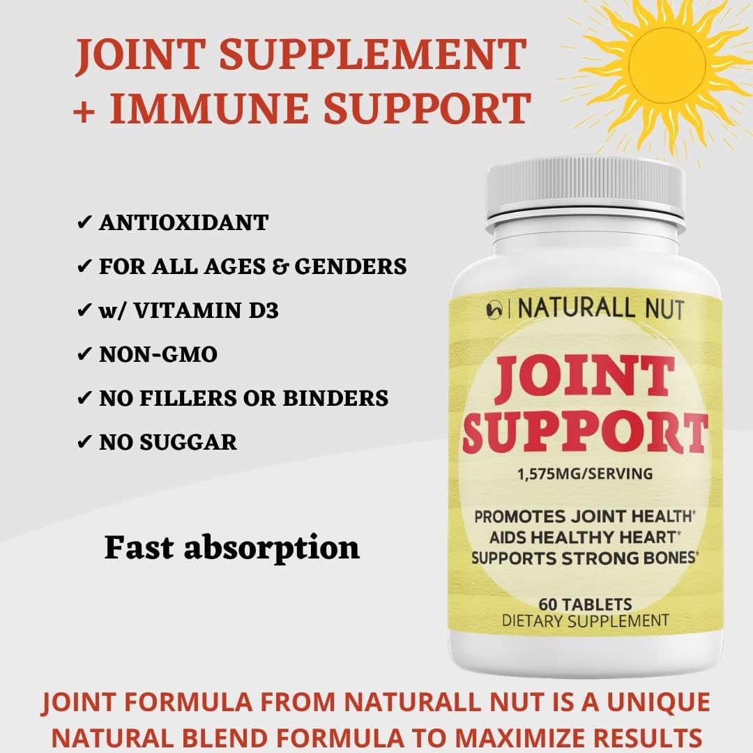 High Potency Joint Support Formula with Glucosamine, Chondroitin, MSM, Turmeric, Boswellia, Hyaluronic Acid, and Collagen - 60 Tablets, Non GMO, Antioxidant Relief for Men & Women