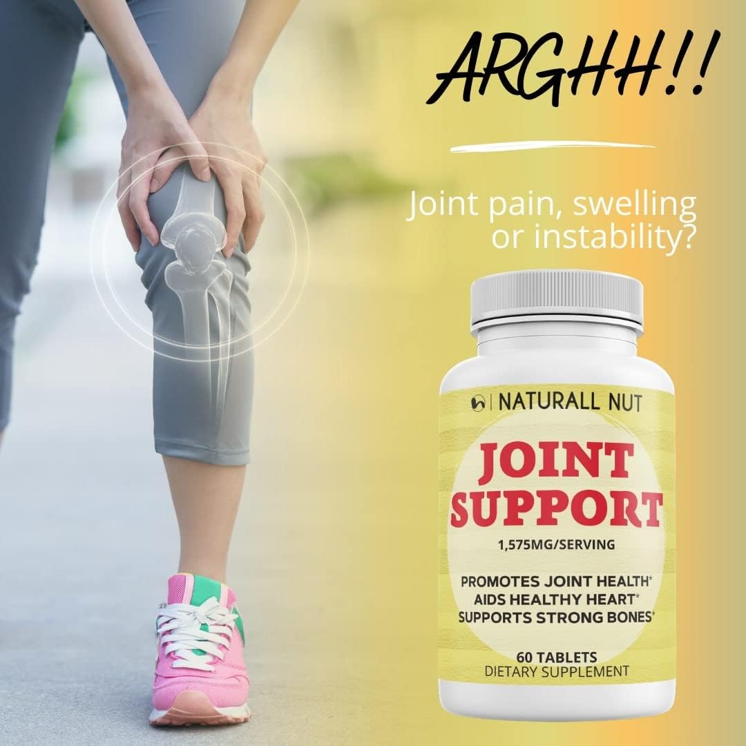 High Potency Joint Support Formula with Glucosamine, Chondroitin, MSM, Turmeric, Boswellia, Hyaluronic Acid, and Collagen - 60 Tablets, Non GMO, Antioxidant Relief for Men & Women