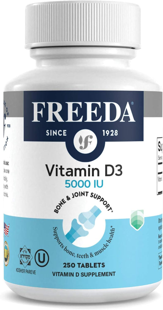 High Potency Kosher Vitamin D3-5000 IU Tablets for Bone and Muscle Health - Immune Support - 250 Count