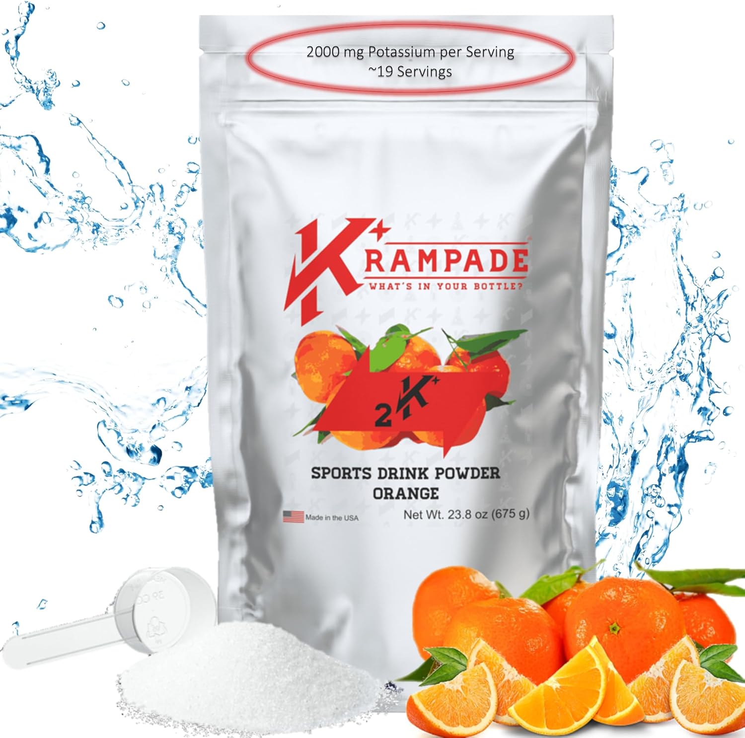 High Potency Krampade Electrolyte Powder with 2000 mg K+ for Cramp Relief and Hydration - More Effective Than Coconut Water