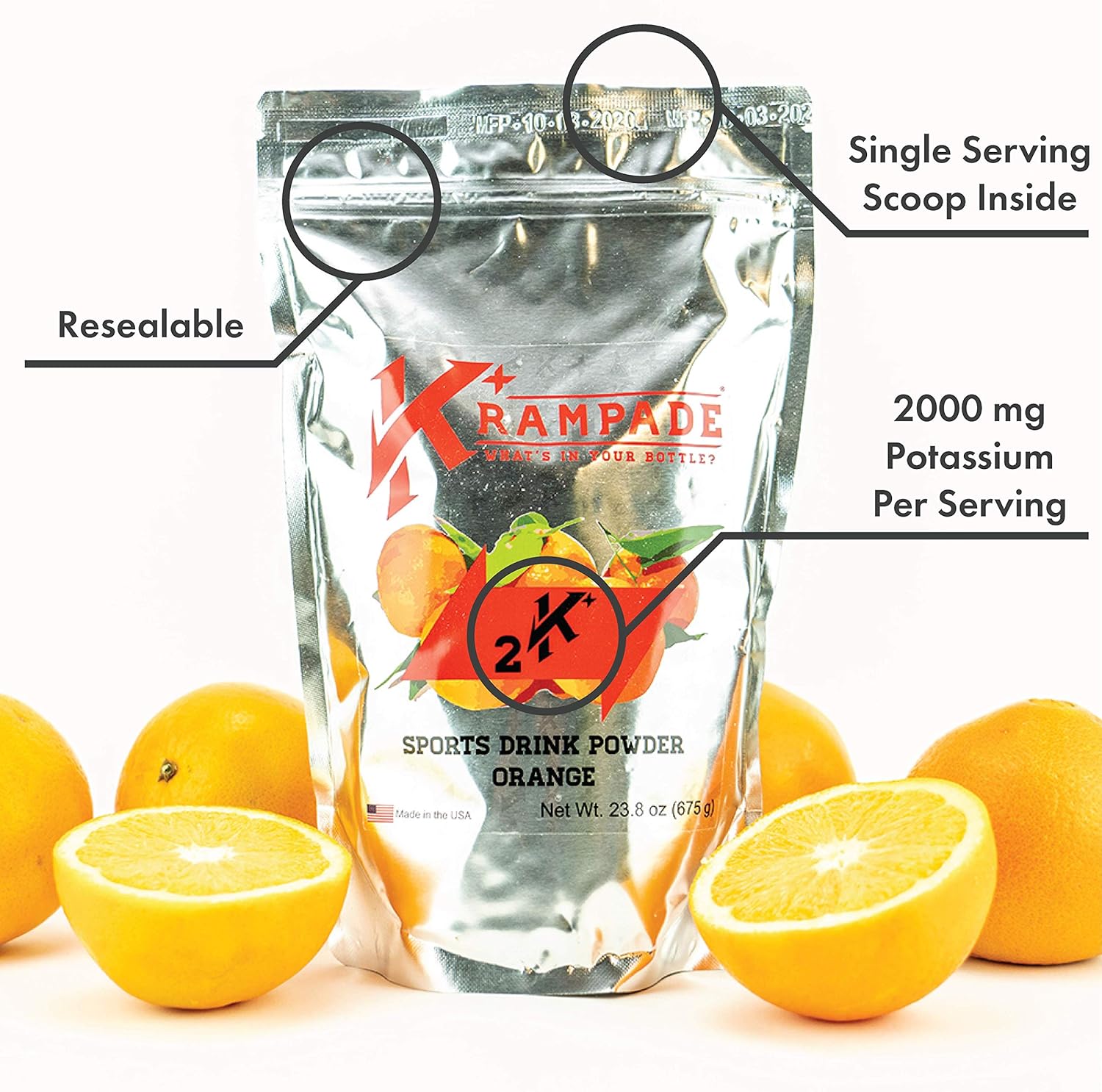High Potency Krampade Electrolyte Powder with 2000 mg K+ for Cramp Relief and Hydration - More Effective Than Coconut Water