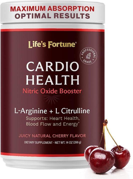 High Potency L-Arginine & L-Citrulline Supplement Powder - 5000mg & 1000mg, Nitric Oxide Health Booster for Endurance and Workout Performance - Cherry Flavor, 30 Servings