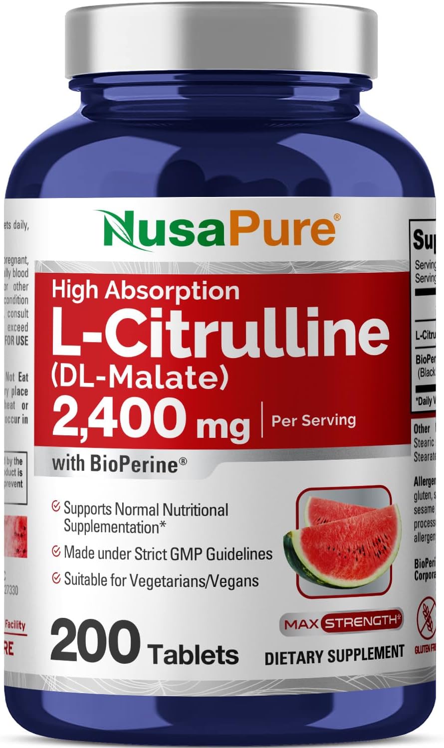 High Potency L-Citrulline 2,400mg 200 Vegan Capsules - Non-GMO, Gluten Free, 100-Day Supplement with Bioperine - BoostGo Australia
