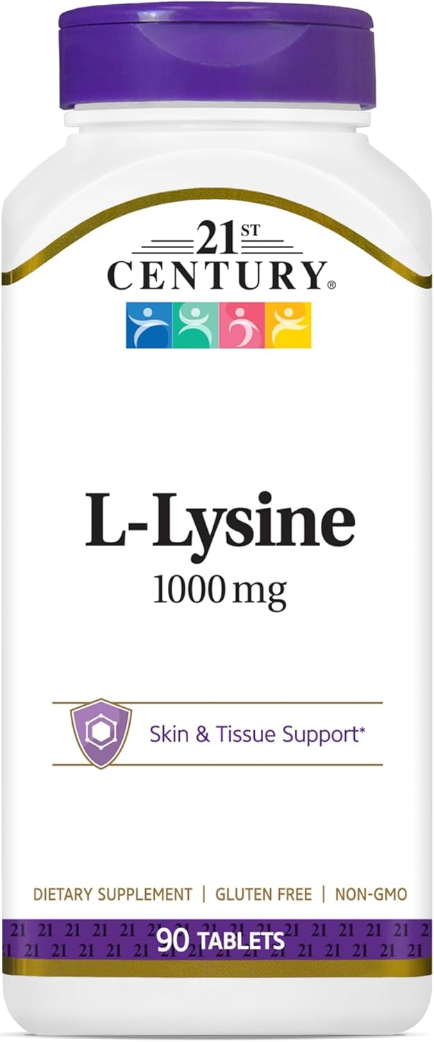 High Potency L-Lysine 1000mg Tablets for Immune Support - 90 Count, 21st Century Healthcare