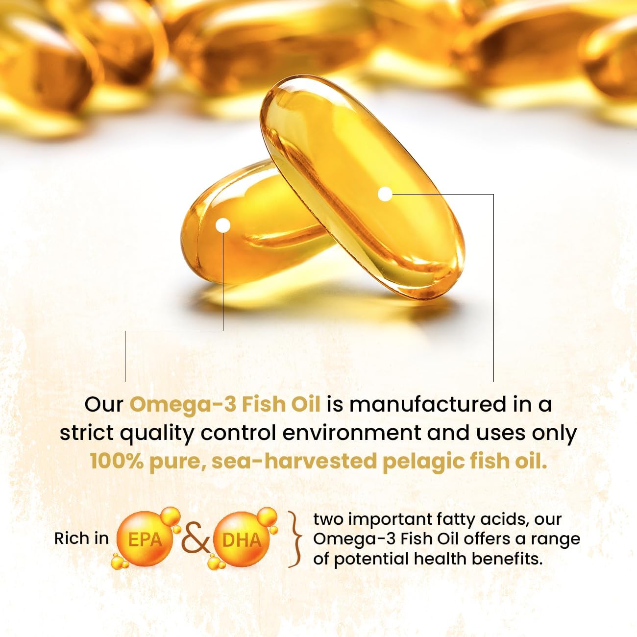 High Potency Lemon Flavored Omega 3 Fish Oil Softgels - 1200 MG Fish Oil, 720 MG Omega 3, 60 Softgels for Strength & Health in Men & Women