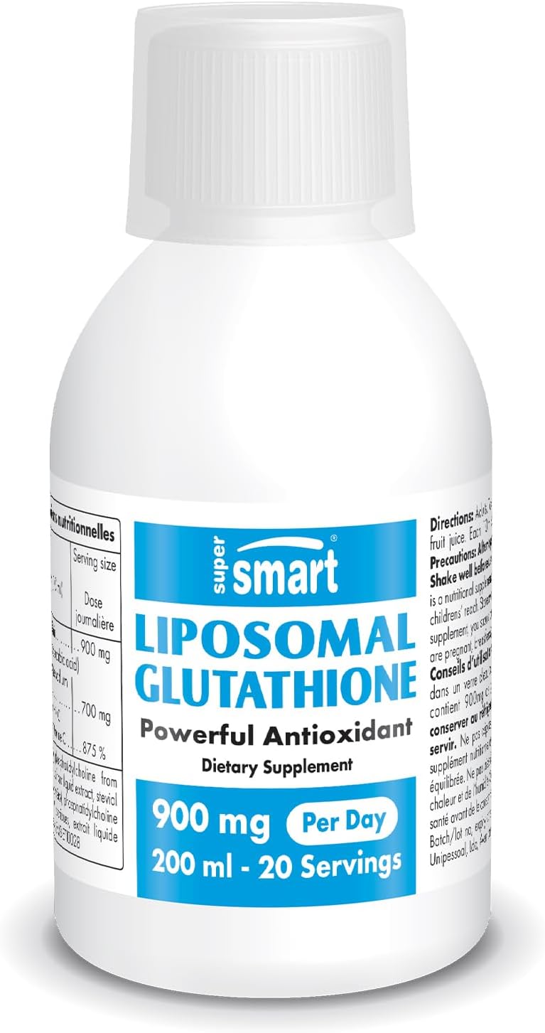 High Potency Liposomal Glutathione Liquid with Vitamin C - 900mg Daily Dosage - Enhanced Antioxidant Formula - Non-GMO & Gluten Free - 200ml - 20 Servings
