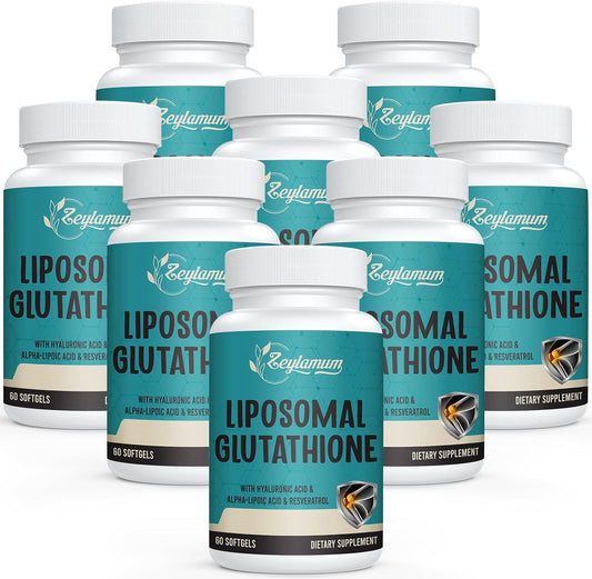 High Potency Liposomal Glutathione Softgels with Hyaluronic Acid & Resveratrol - 2400mg, 480 Softgels for Detox & Immune Support