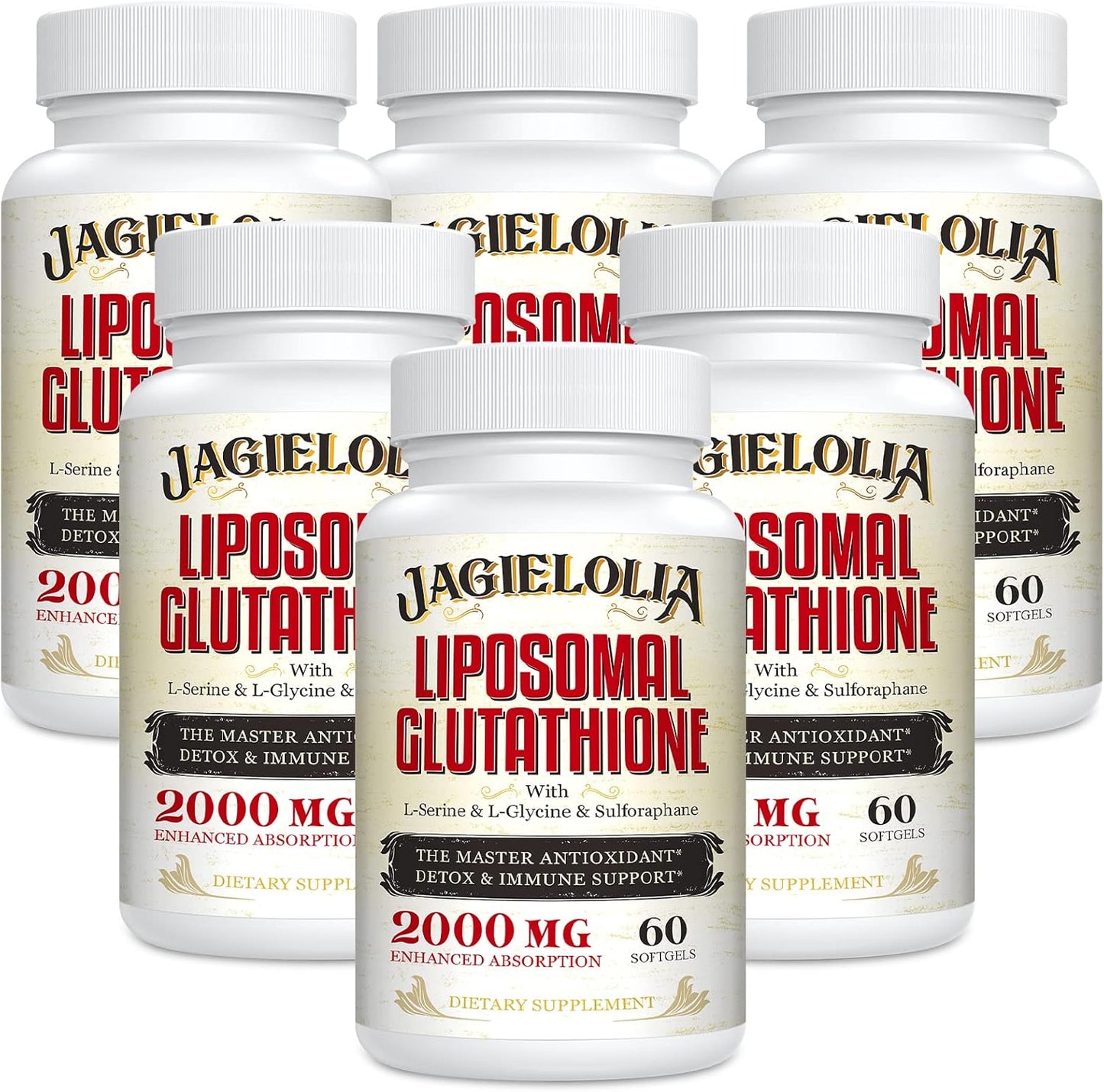 High Potency Liposomal Glutathione Softgels with L-Serine, L-Glycine & Sulforaphane - Enhanced Absorption for Antioxidant, Detox & Immune Support - 2000mg, 360 Count