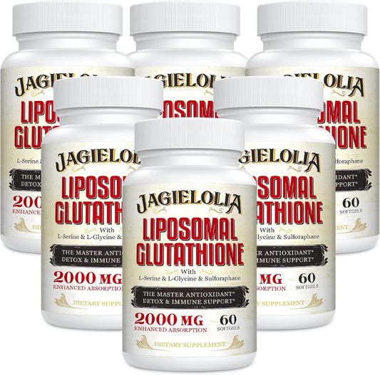 High Potency Liposomal Glutathione Softgels with L-Serine, L-Glycine & Sulforaphane - Enhanced Absorption for Antioxidant, Detox & Immune Support - 2000mg, 360 Count
