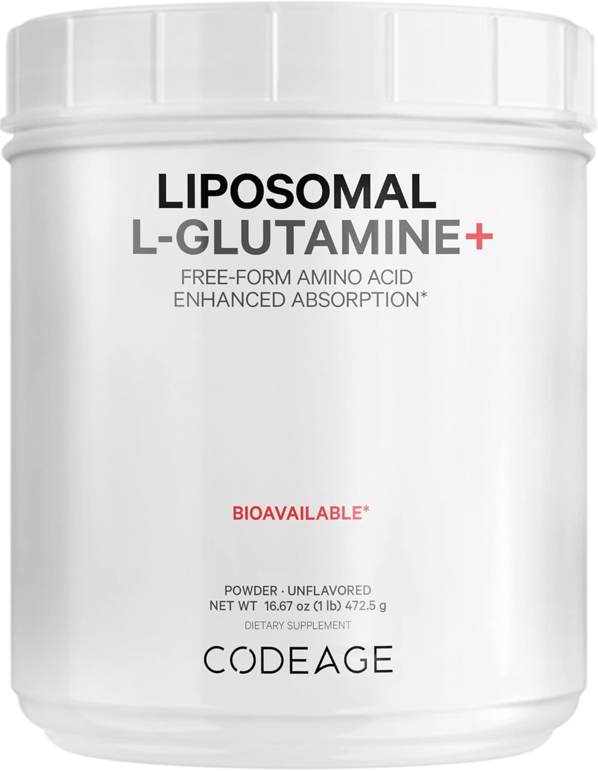 High-Potency Liposomal L-Glutamine Powder - 5,000 mg per Serving - 3-Month Supply - Unflavored - Non-GMO - Gluten-Free