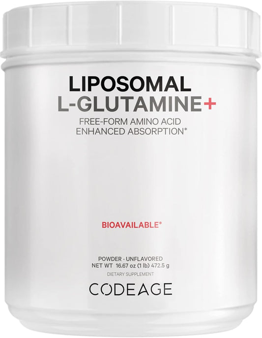 High-Potency Liposomal L-Glutamine Powder - 5,000 mg per Serving - 3-Month Supply - Unflavored - Non-GMO - Gluten-Free