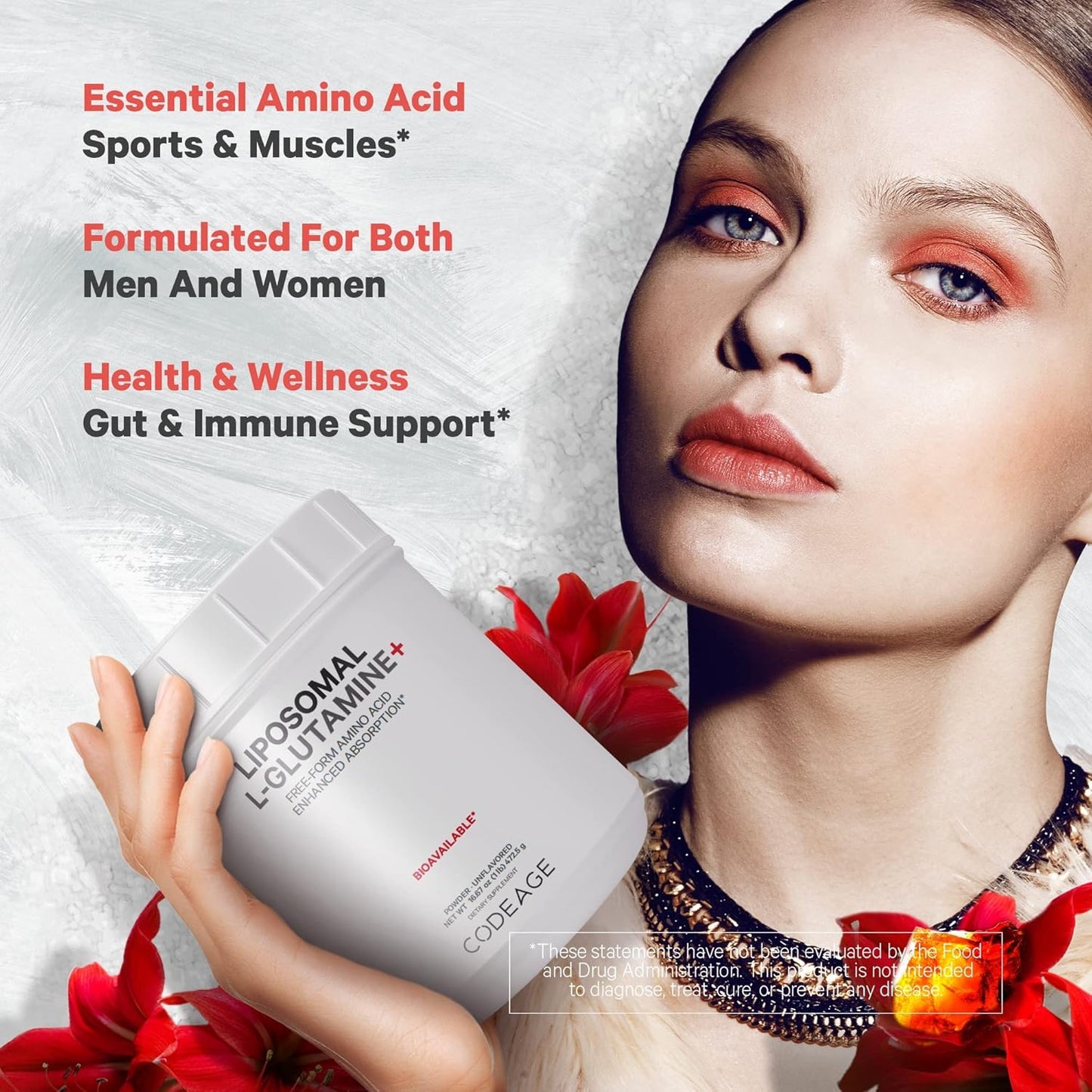 High-Potency Liposomal L-Glutamine Powder - 5,000 mg per Serving - 3-Month Supply - Unflavored - Non-GMO - Gluten-Free