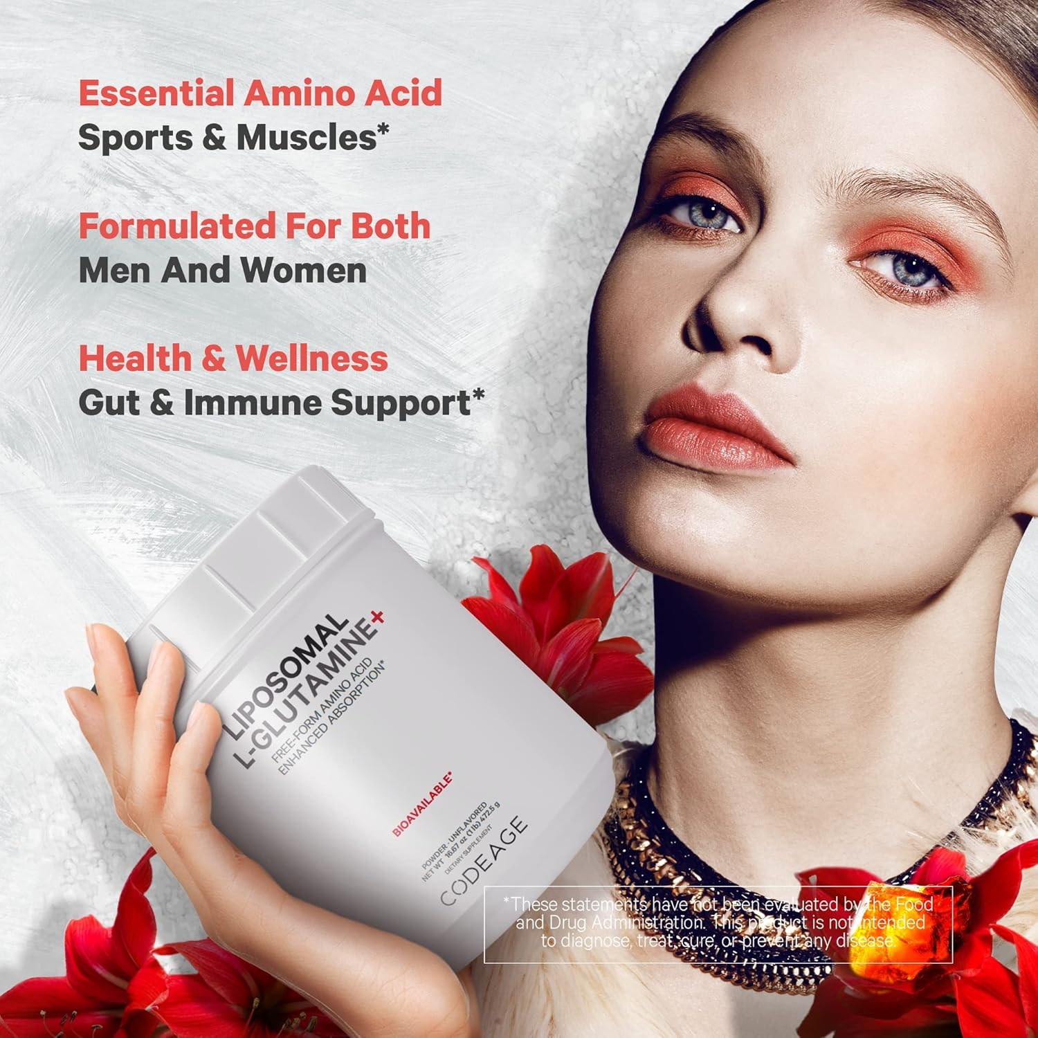 High-Potency Liposomal L-Glutamine Powder - 5,000 mg per Serving - 3-Month Supply - Unflavored - Non-GMO - Gluten-Free