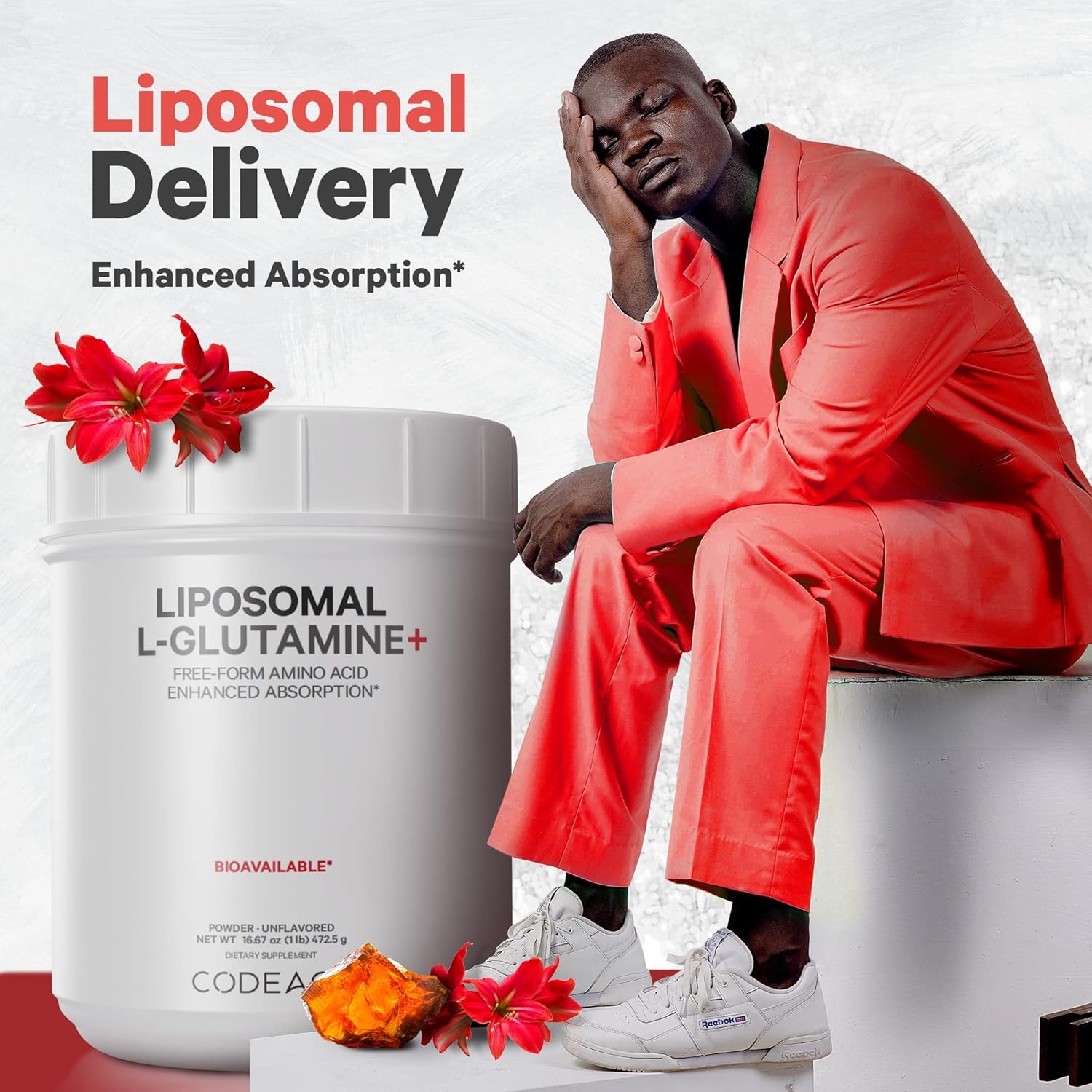 High-Potency Liposomal L-Glutamine Powder - 5,000 mg per Serving - 3-Month Supply - Unflavored - Non-GMO - Gluten-Free