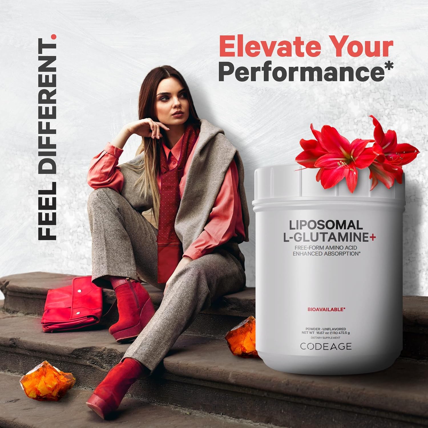 High-Potency Liposomal L-Glutamine Powder - 5,000 mg per Serving - 3-Month Supply - Unflavored - Non-GMO - Gluten-Free