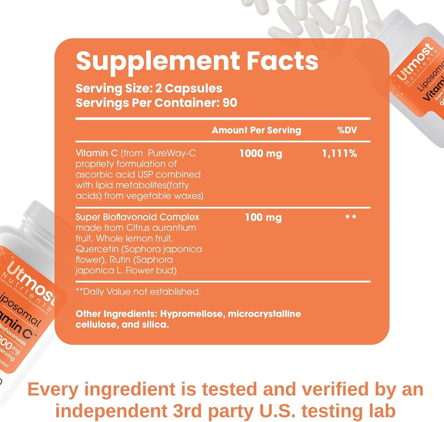 High Potency Liposomal Vitamin C with Super Bioflavonoids - 1000MG Vitamin C and 100MG Bioflavonoid Complex - Natural Wellness Boost for Adults - 180 Capsules