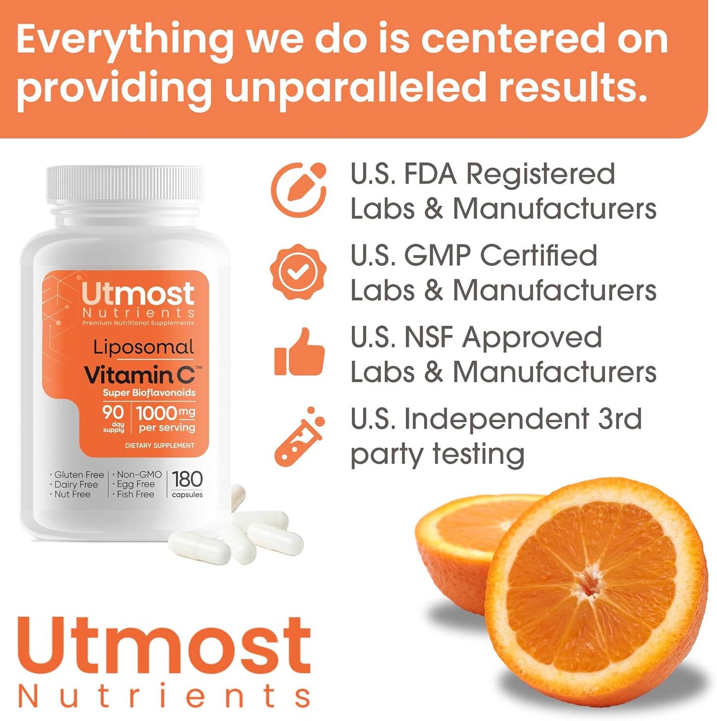 High Potency Liposomal Vitamin C with Super Bioflavonoids - 1000MG Vitamin C and 100MG Bioflavonoid Complex - Natural Wellness Boost for Adults - 180 Capsules