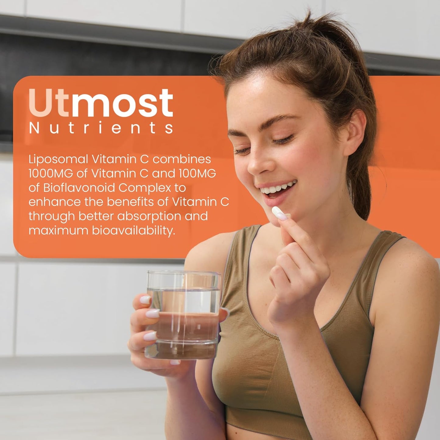 High Potency Liposomal Vitamin C with Super Bioflavonoids - 1000MG Vitamin C and 100MG Bioflavonoid Complex - Natural Wellness Supplement for Adults - 180 Capsules