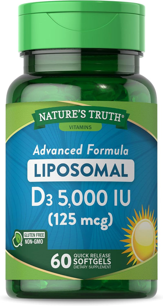 High Potency Liposomal Vitamin D3 Softgels - 5000 IU - 60 Count - Non-GMO & Gluten Free Formula