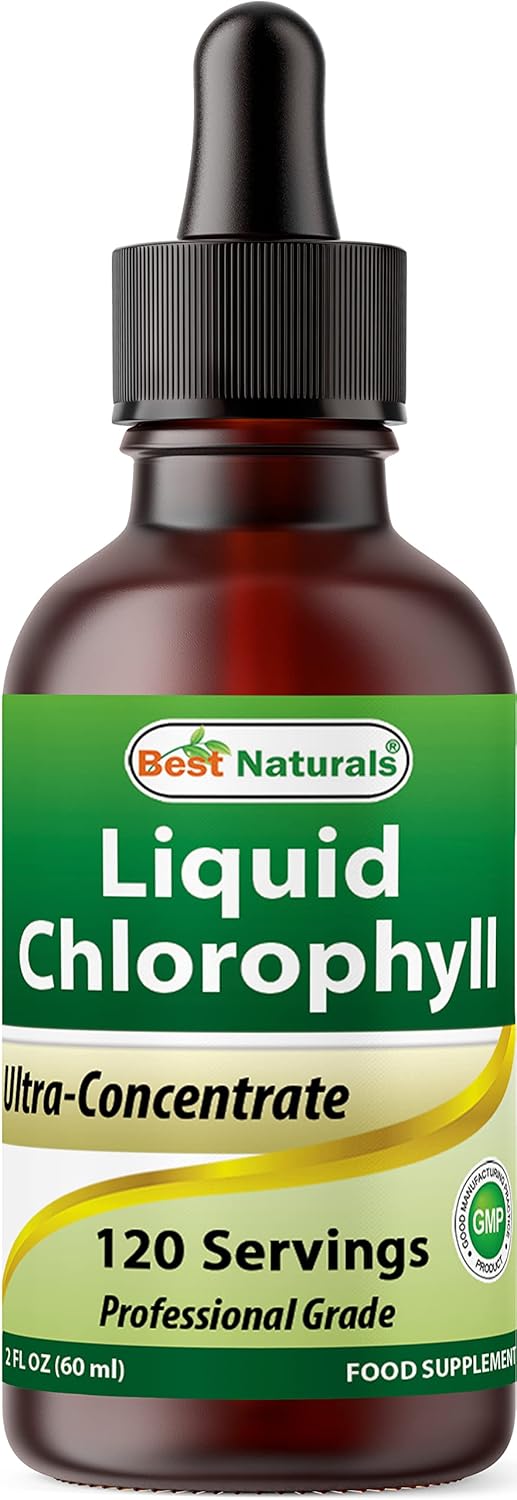 High Potency Liquid Chlorophyll Drops - 50 mg - 120 Servings - 2 FL OZ Glass Bottle
