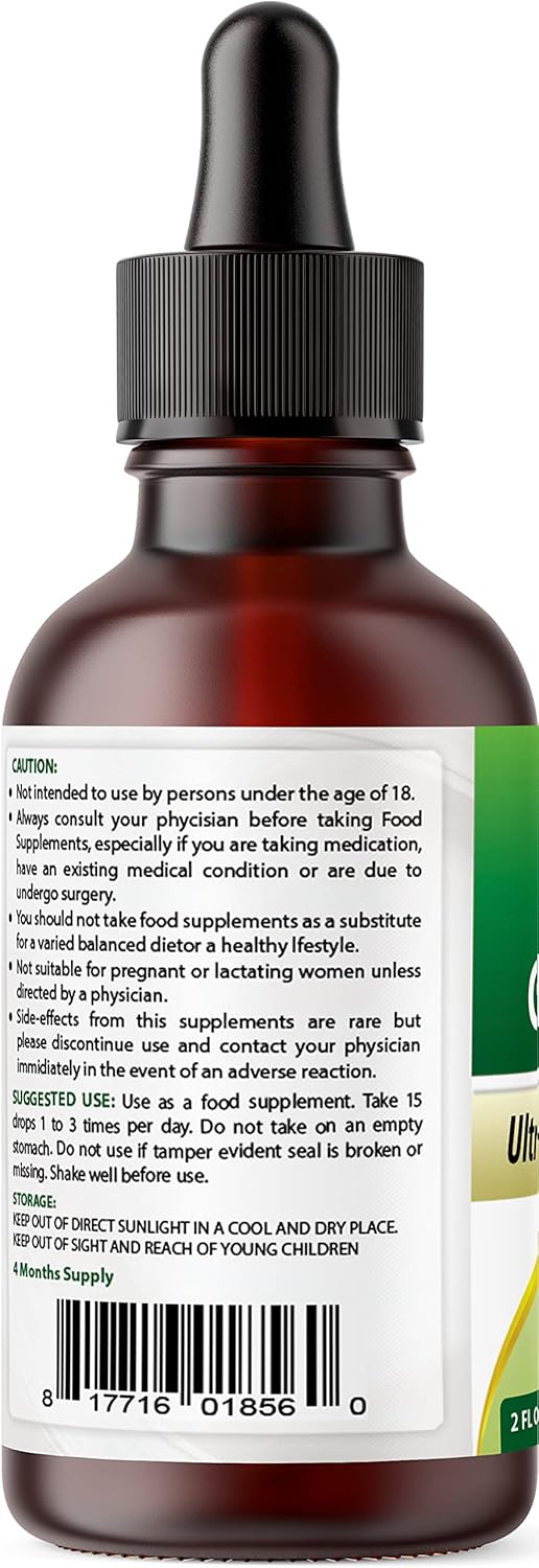 High Potency Liquid Chlorophyll Drops - 50 mg - 120 Servings - 2 FL OZ Glass Bottle