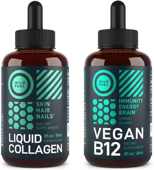 High-Potency Liquid Collagen and B12 Wellness Bundle by WILD FUEL