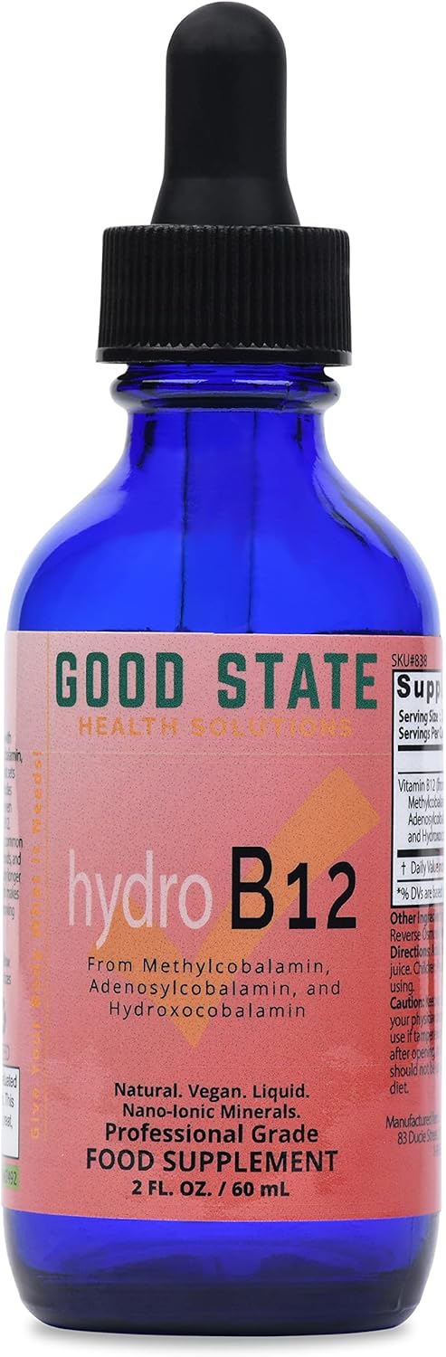 High Potency Liquid Hydro B12 Supplement | 2oz Bottle | 3,000 mcg per 1 mL | 60 Servings | Methylcobalamin, Adenosylcobalamin, & Hydroxocobalamin | Vegan