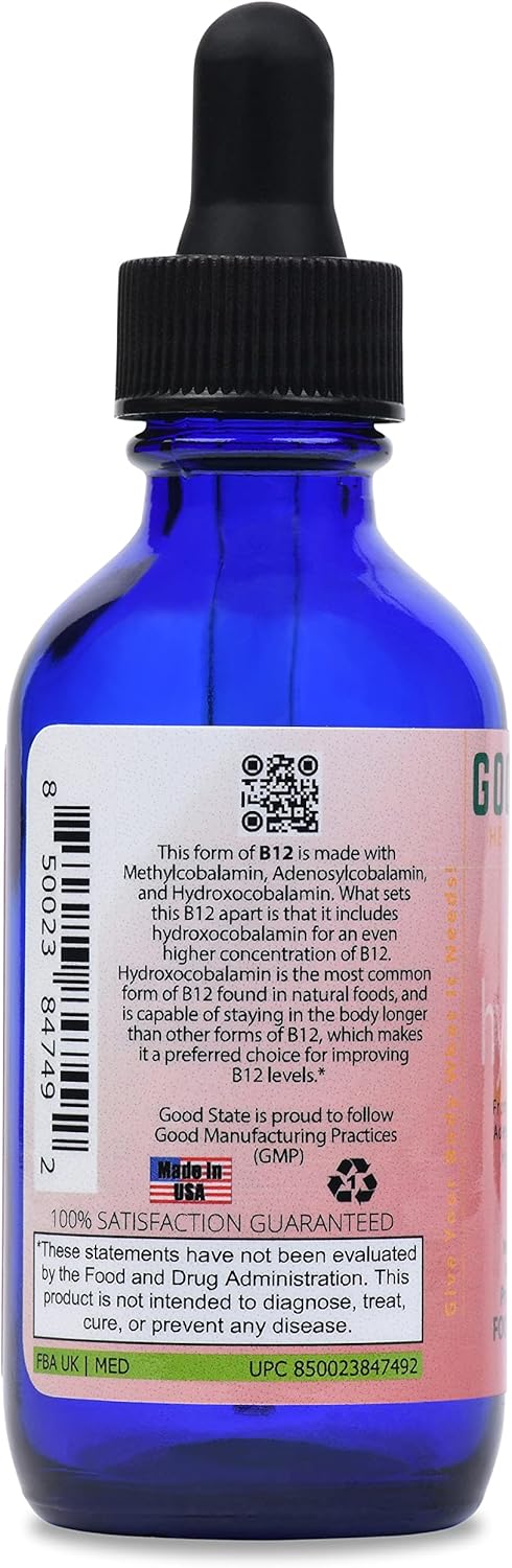 High Potency Liquid Hydro B12 Supplement | 2oz Bottle | 3,000 mcg per 1 mL | 60 Servings | Methylcobalamin, Adenosylcobalamin, & Hydroxocobalamin | Vegan