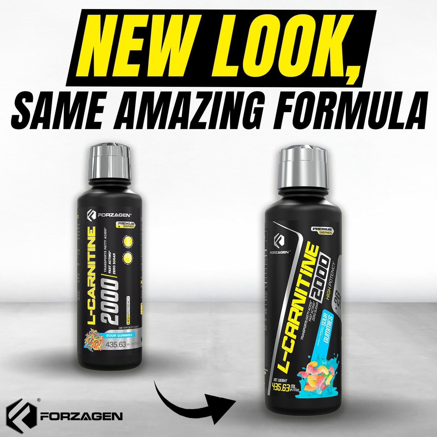 High Potency Liquid L-Carnitine with Vitamin B6 and Acetyl-L-Carnitine - 30 Servings of Sour Gummies with L-Tartrate - Forzagen L-Carnitine 2000