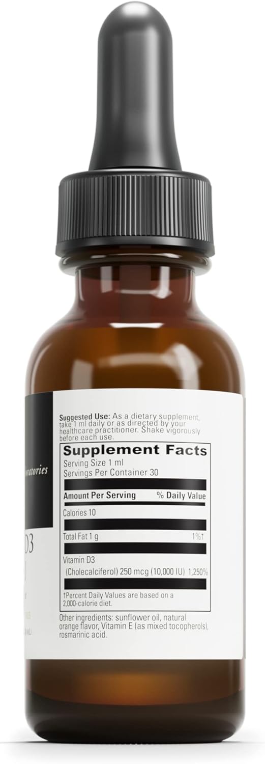 High Potency Liquid Vitamin D3 10,000 IU for Bone, Immune, & Heart Health - Gluten-Free & Vegetarian - 1 Fl Oz (30 Servings)