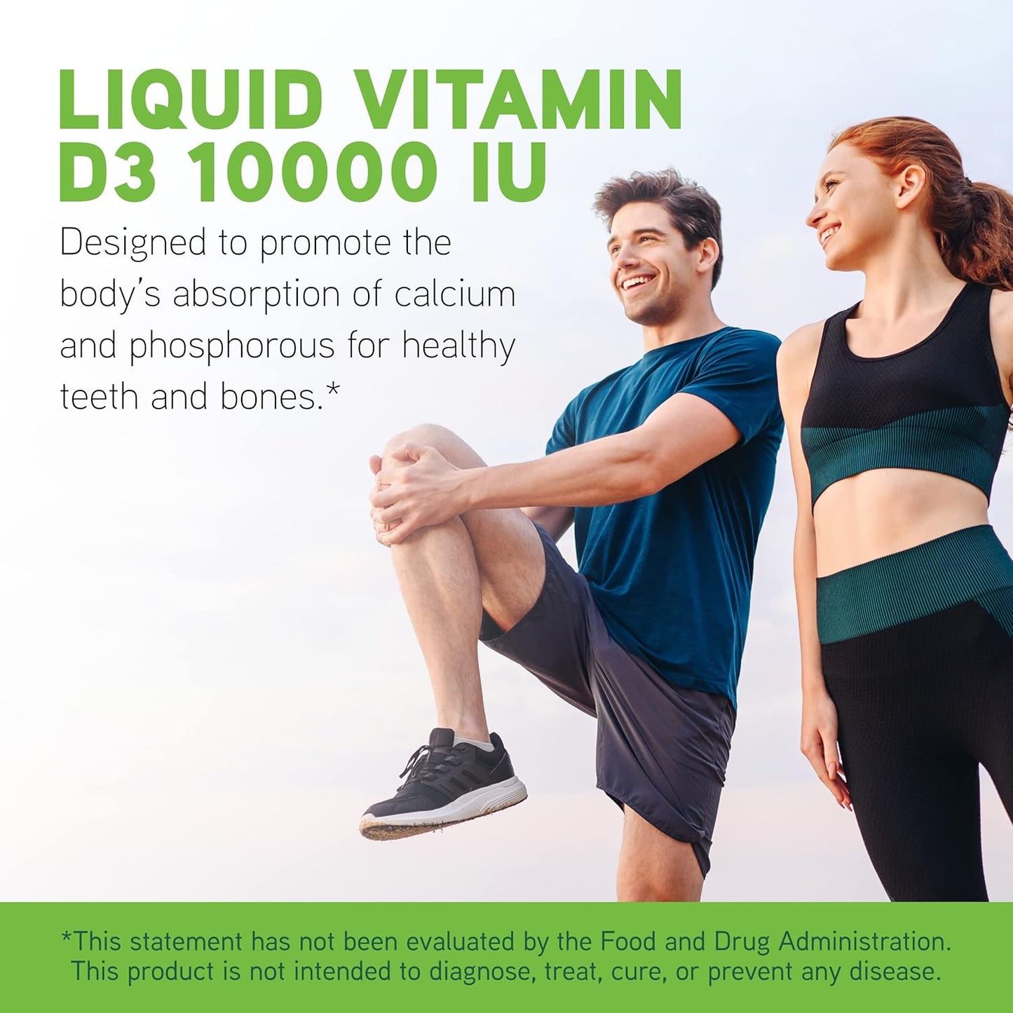 High Potency Liquid Vitamin D3 10,000 IU for Bone, Immune, & Heart Health - Gluten-Free & Vegetarian - 1 Fl Oz (30 Servings)